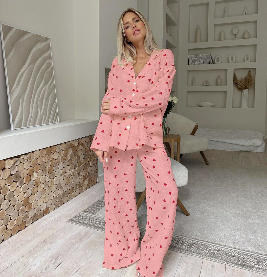 Valentine Heart Print Pajama Set