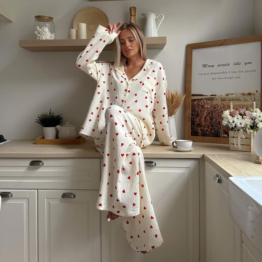 Valentine Heart Print Pajama Set
