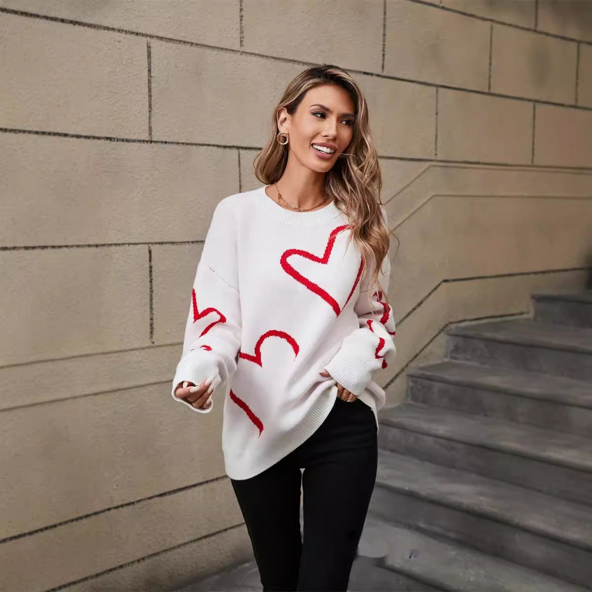 Valentine Heart Contrast Sweater