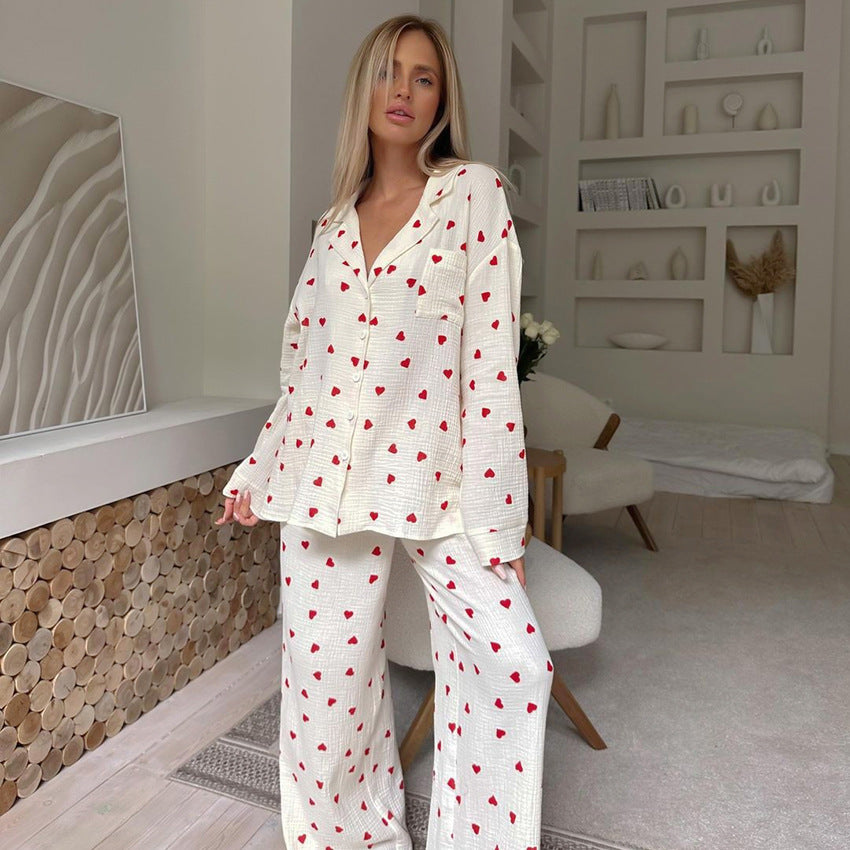 Valentine Heart Print Pajama Set