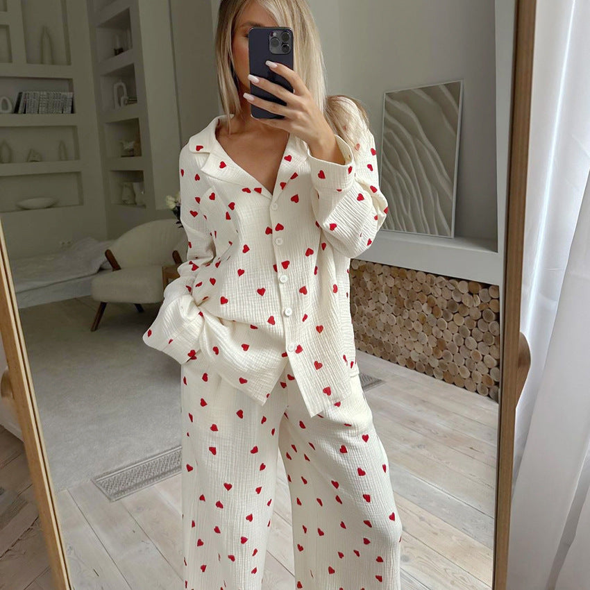 Valentine Heart Print Pajama Set