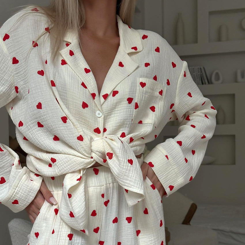 Valentine Heart Print Pajama Set